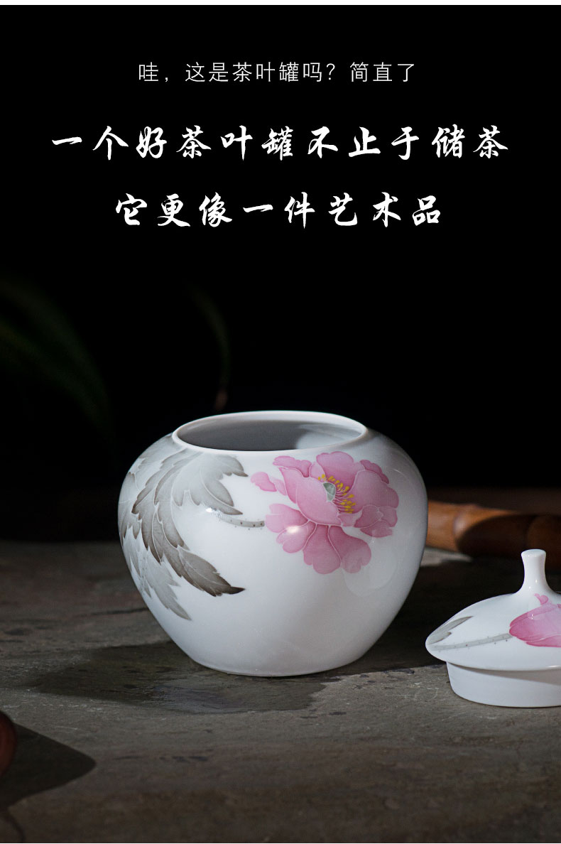 Thousand red up caddy fixings ceramic seal tank moistureproof tea boxes portable small POTS hand - made creativity under the glaze color storage tanks