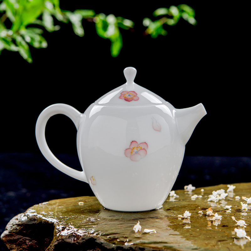 Thousand red up liling porcelain ceramic kung fu tea pot small single pot of household pure hand draw colorful teapot white porcelain glaze