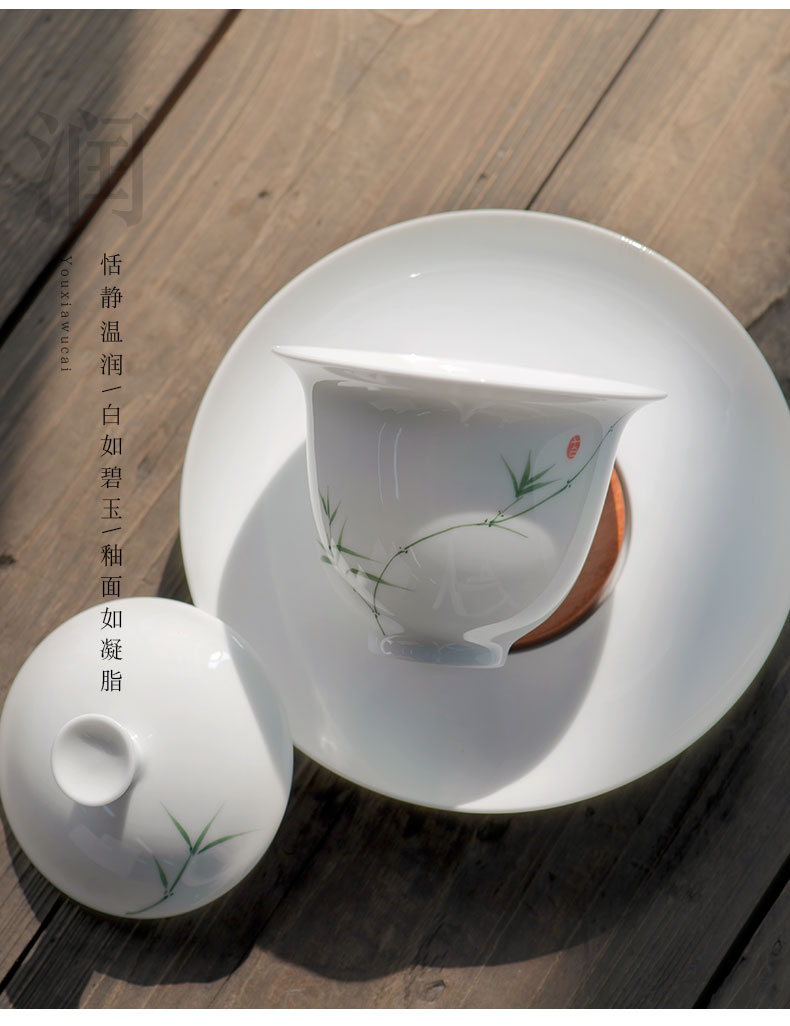 Tureen tea cup single hand - made ceramic only three cup tea bowl kung fu tea set heat is not hot white porcelain Tureen