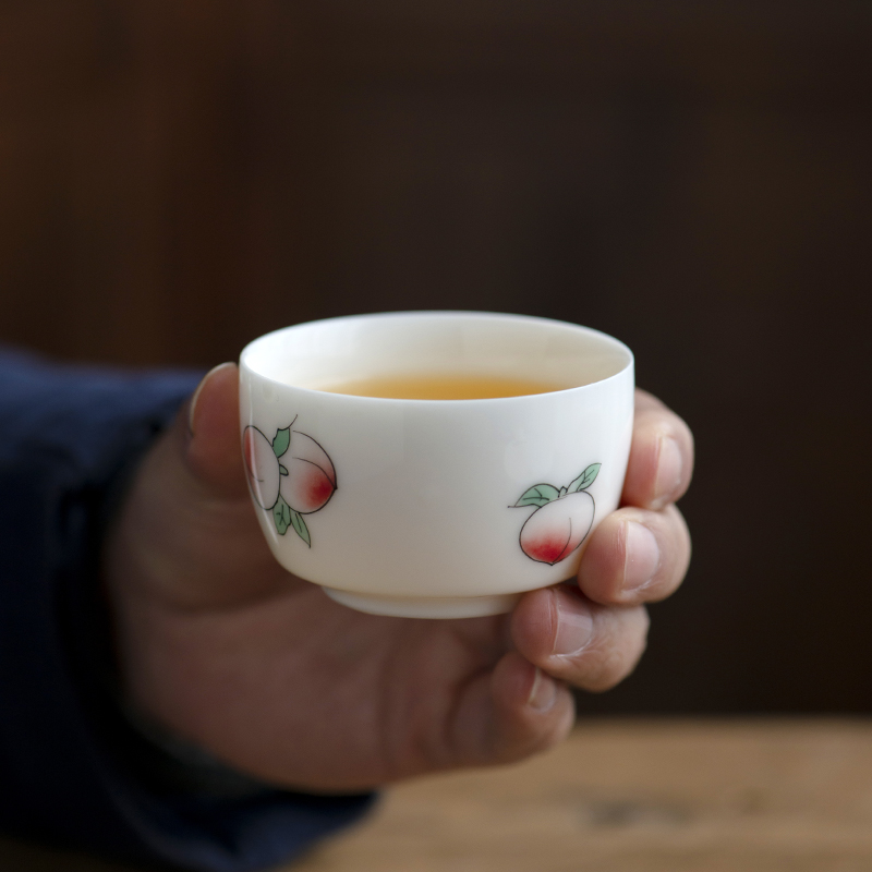 Thousands of red up ceramic masters cup single CPU getting large move white porcelain suet jade teacups hand - made kunfu tea sample tea cup