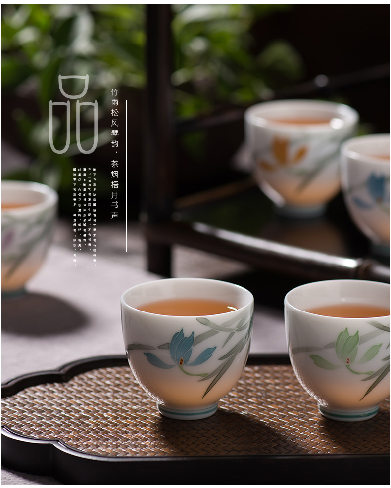 Thousand red up hand - made kung fu master sample tea cup ceramic cups cup personal cup single cup white porcelain bowl liling porcelain