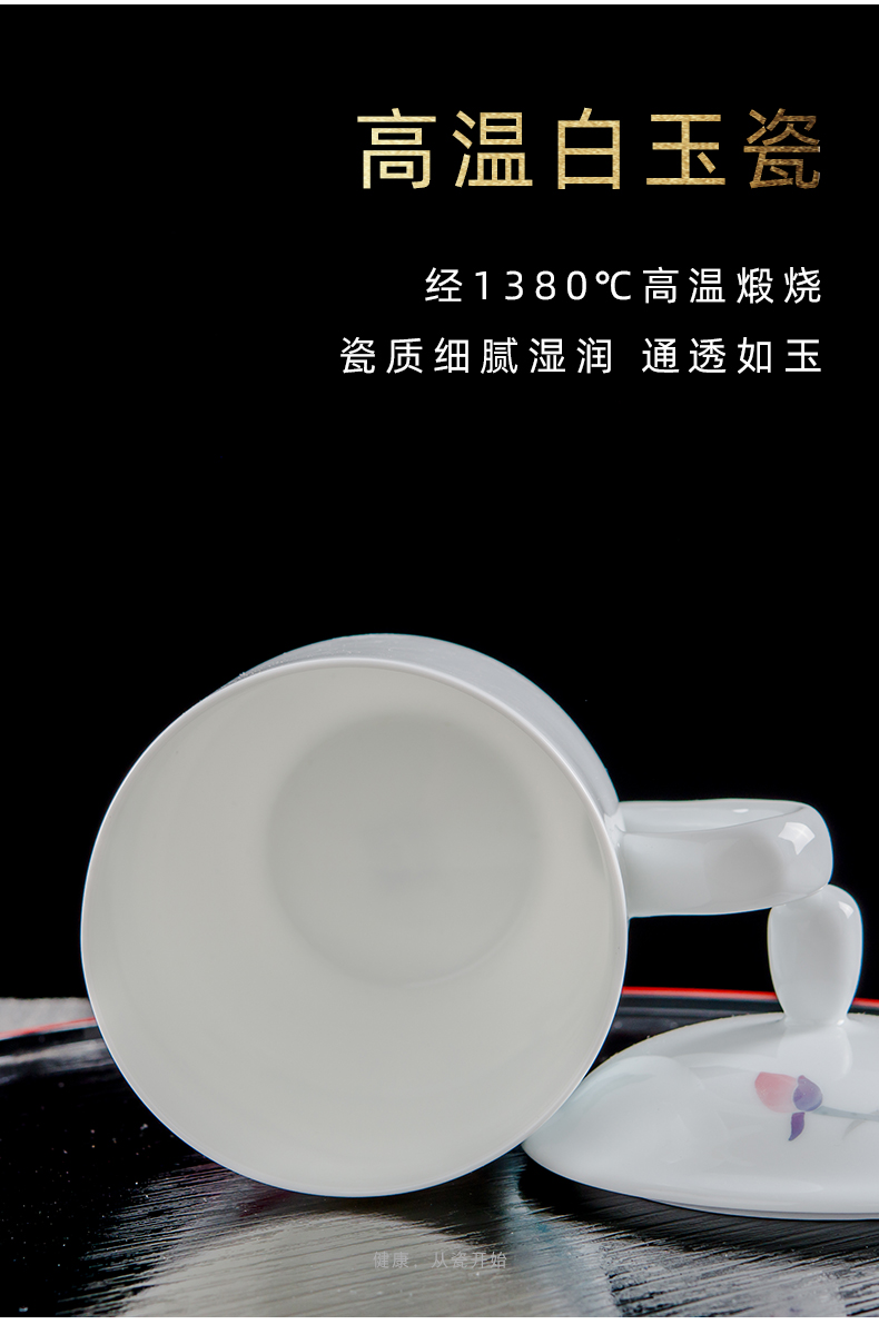 Under the glaze color of Chinese style hand made ceramic cup home office cup with cover and meeting the large capacity make tea cup customized gifts