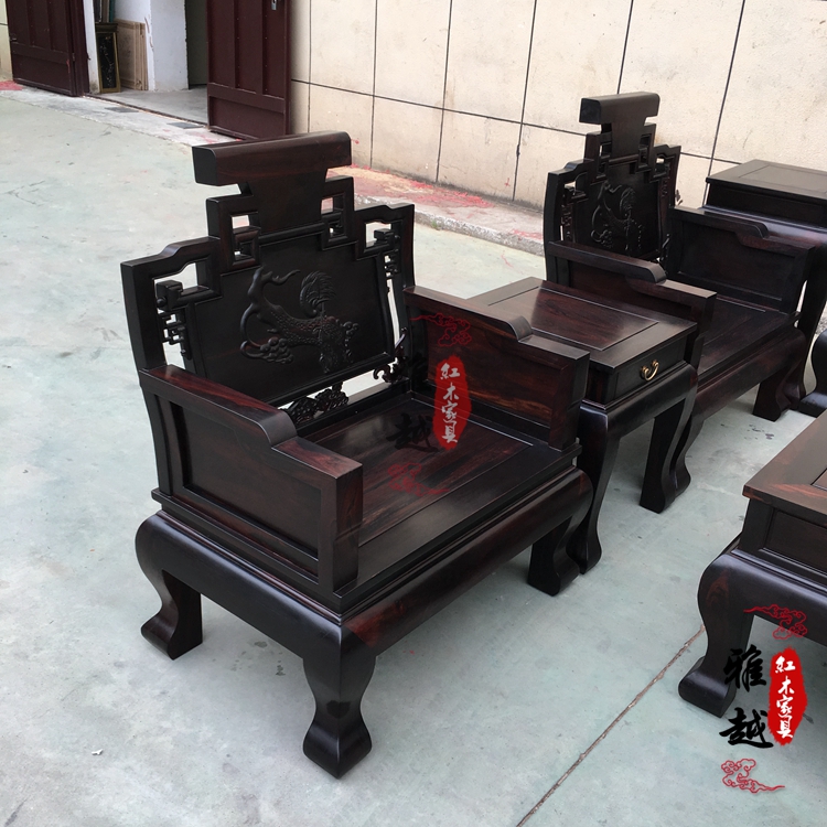 Nội thất gỗ gụ Lào đỏ hồng cần cẩu bộ sofa 10 bộ Sian gỗ hồng mộc phòng khách gỗ rắn - Bộ đồ nội thất bộ bàn ghế phòng khách