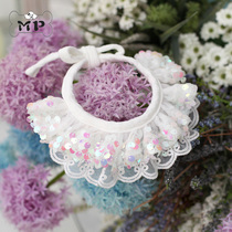 『Memory Pet』 Korean shopping pet cat dog angel bride series lace color sequins around the neck