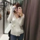 Áo len dệt kim mùa xuân hè 2019 và áo len dệt kim nữ phiên bản Hàn Quốc mới của đoạn ngắn cổ chữ V hoang dã Cà vạt eo thon