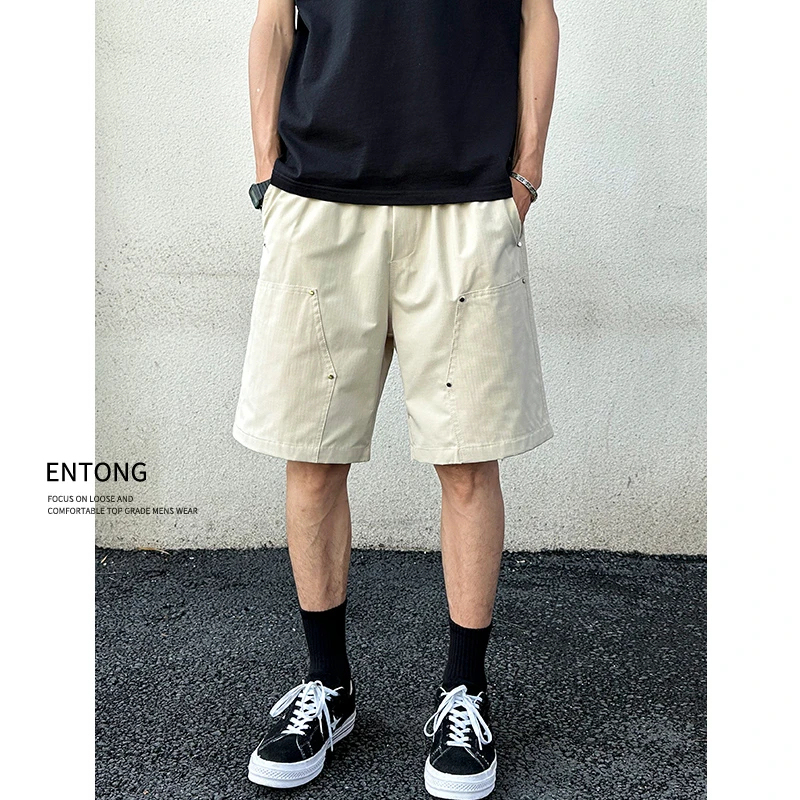 Entong American-Style Trendy Brand Summer Quick-Drying Thin Five-Point Shorts Loose Slimming Vibe Straight Casual Pants Trendy