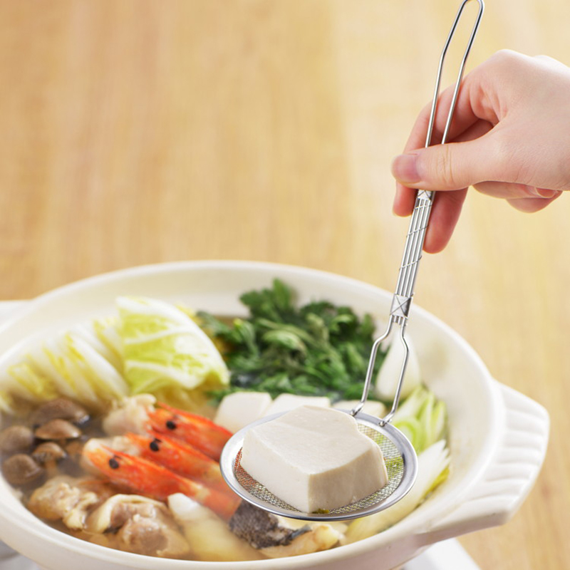 Japan Yoshikawa YOSHIKAWA Stainless Steel Leaking Spoon Soup Tofu Spoon Hot Pot Skimming water Drain Spoon filter
