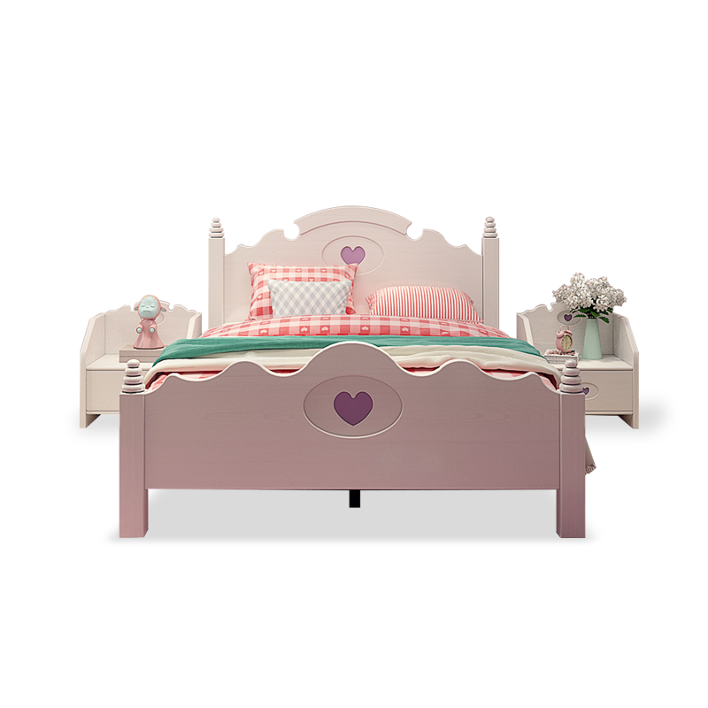 Colorful life girl children's bed white princess bed children's room furniture all solid wood children's girl room single bed - Taobao