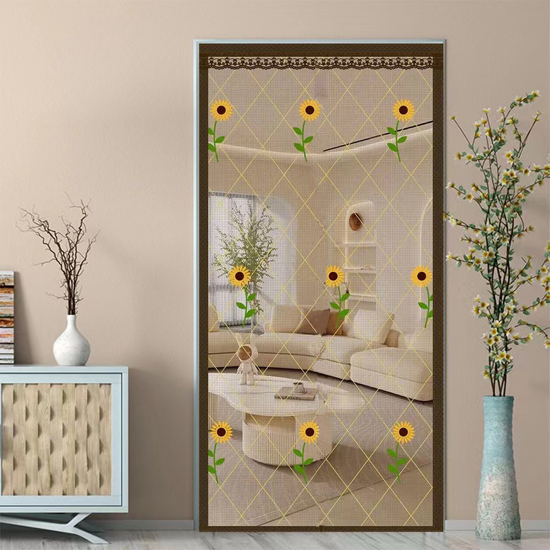 Diamond Mesh Encrypted Mosquito-Proof Door Curtain with Velcro, No Drilling Required, Summer Screen Door and Window, Self-Adhesive, No Magnetic Strip, Whole Piece Door Curtain
