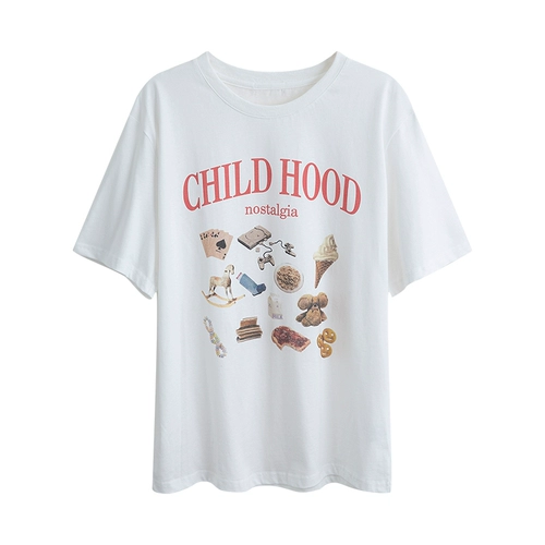 瞌睡兔 Летняя модная футболка для отдыха, оверсайз, круглый воротник