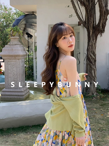 瞌睡兔 Шерстяной кардиган, весенний тонкий лонгслив, куртка, V-образный вырез