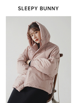 Sleeping Rabbit Strawberry Milk Small Powder Short Hooded Cotton Clothing 2020 New Bread Clothing Casual Sweet Cotton Clothes