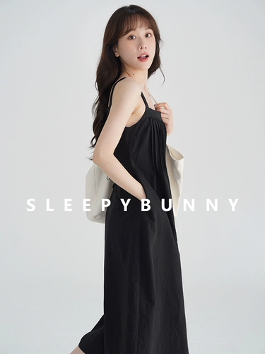 瞌睡兔 Орган, платье большого размера, платье-комбинация, базовая юбка, квадратный вырез, свободный крой, высокая талия