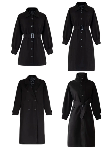 瞌睡兔 Приталенная черная длинная куртка, корсет, шерстяное шерстяное пальто, по фигуре, подходит для подростков