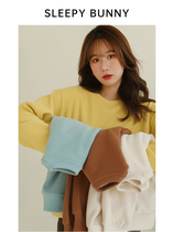 Sleepy rabbit soft waxy double-sided velvet leather brand color 2021 New sweater collar girl loose little man