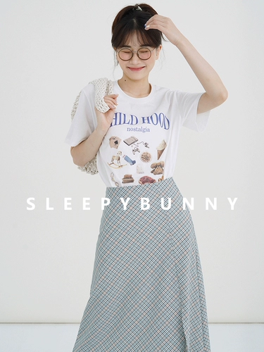 瞌睡兔 Летняя модная футболка для отдыха, оверсайз, круглый воротник