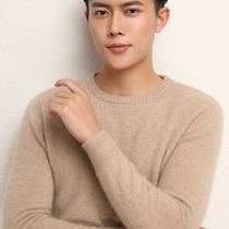 2021 autumn and winter New 100% pure cashmere knitwear mens classic round neck pullover thick business leisure base shirt