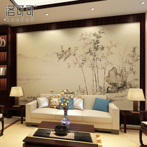 Modern new Chinese wallpaper study film and television wall Hand-painted landscape ink bamboo non-woven wallpaper background wall cloth mural