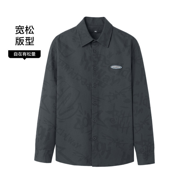 HLA/Heilan Home Jacket ເສື້ອຍືດແຂນຍາວ Woven Mark Shirt 24 Spring and Summer New Pure Cotton Loose Jacquard Shirt Men