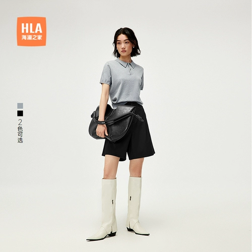 HLA/海澜之家 Эластичный трикотажный летний металлический тонкий свитер, воротник поло