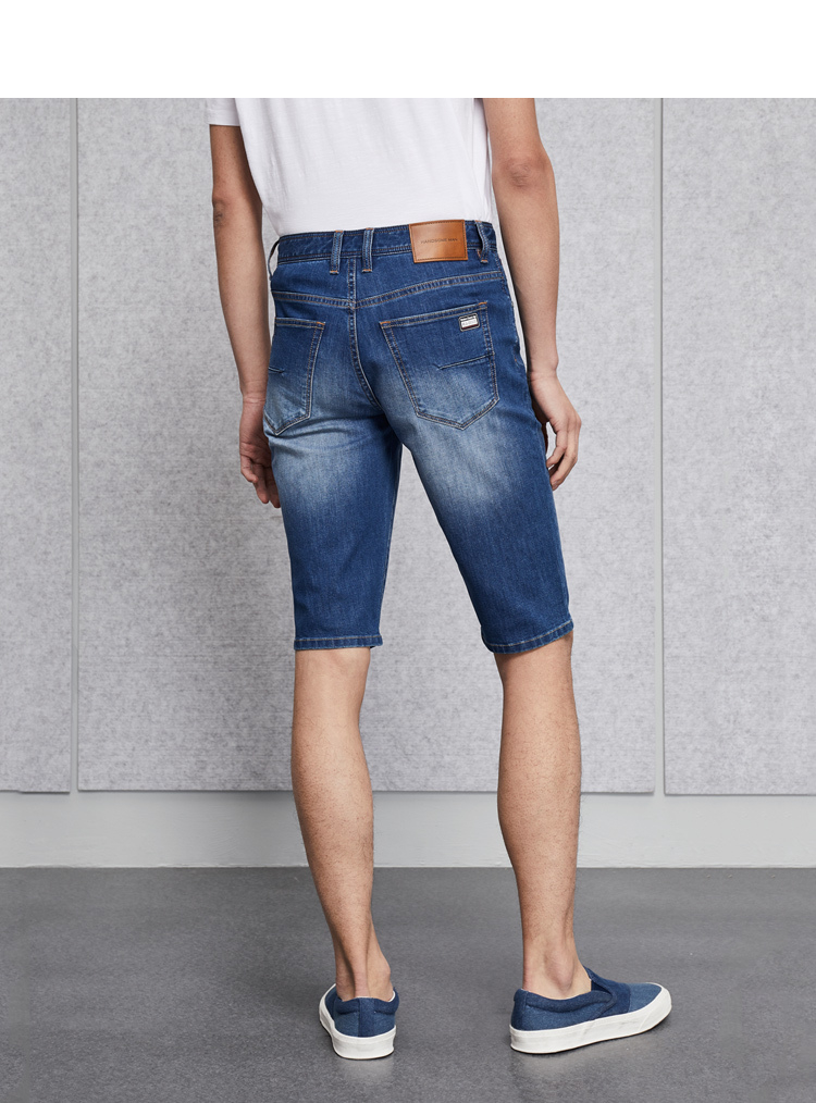 HLA Haishu mèo Nhà phải ở trong eo năm túi sáu điểm jeans 2018 mùa hè mới quần denim nam phong cách ăn mặc nam