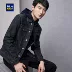Áo khoác denim thời trang nhà HLA Haishu 2018 mùa thu mới Ve áo In denim dài tay hàng đầu nam phong cách ăn mặc nam Cao bồi