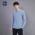 HLA / Haicang House Làm mới áo thun dài tay mềm mại 2018 mùa thu mới thoải mái áo thun dài tay nam áo kẻ nam Polo