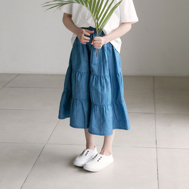 Girl Wide Leg Pants Korean Version Pants Summer CUHK Child Pure Cotton Denim Loose 90% Skirt Pants 100 Lap Casual Pants