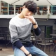 Áo len nam mùa thu mới Áo len cổ tròn sọc thủy triều nam phiên bản Hàn Quốc của áo len thanh niên tự tu - Hàng dệt kim