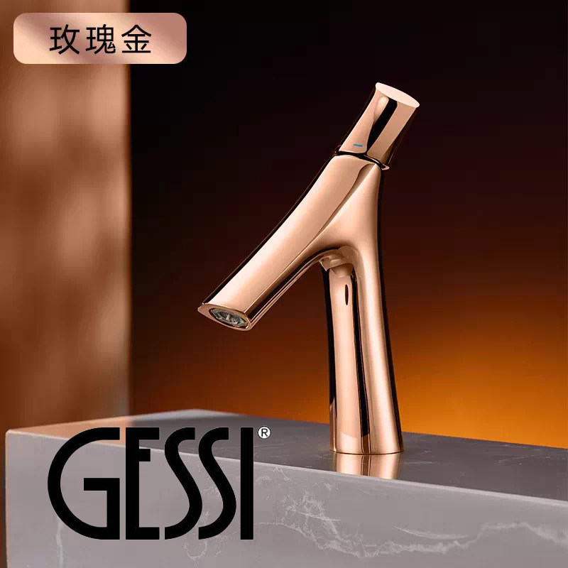 Italian Gessi All-Copper Basin Faucet Bathroom Splash-Proof Faucet Countertop Rose Gold Faucet Italian Gessi All-Copper Basin Faucet Bathroom Splash-Proof Faucet Countertop Rose Gold Faucet