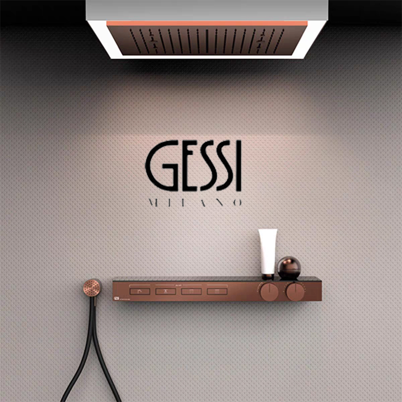 Italian Gessi All-Copper Concealed Thermostatic Shower Embedded in the Wall with Ceiling-Mounted Shower Head Italian Gessi All-Copper Concealed Thermostatic Shower Embedded in the Wall with Ceiling-Mounted Shower Head