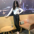 2018 thu mới 150cm ngắn 145cm nữ cộng với size nhỏ XS nhỏ nhắn tay dài hoang dã áo sơ mi không cổ Áo sơ mi