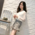 150 cm ngắn nhỏ cộng với kích thước nhỏ XS đuôi cá váy 2018 mùa hè lá sen váy váy kẻ sọc màu đen và trắng chân váy kaki Váy