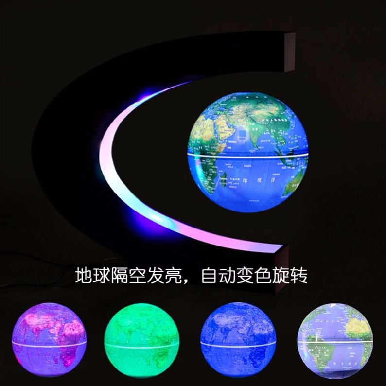 C-type 3-Inch Blue Ball With Colorful Lightmagnetic suspension globe LED luminescence  novel originality to work in an office Home Furnishing decorate Ornaments student a birthday present