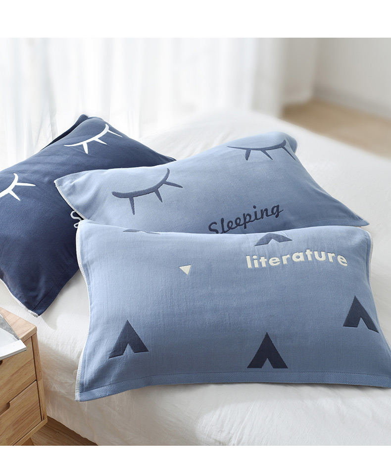 Khăn gối cao cấp cotton đôi lớn bốn lớp gạc dành cho người lớn Khăn gối đôi khăn bông bốn mùa phổ thông áo gối