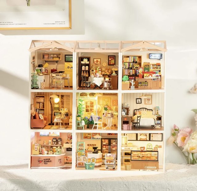 Ruolai Super World New Product Chuying Tea House Taking a Break Between Flowers Handmade DIY Model House Creative Gifts