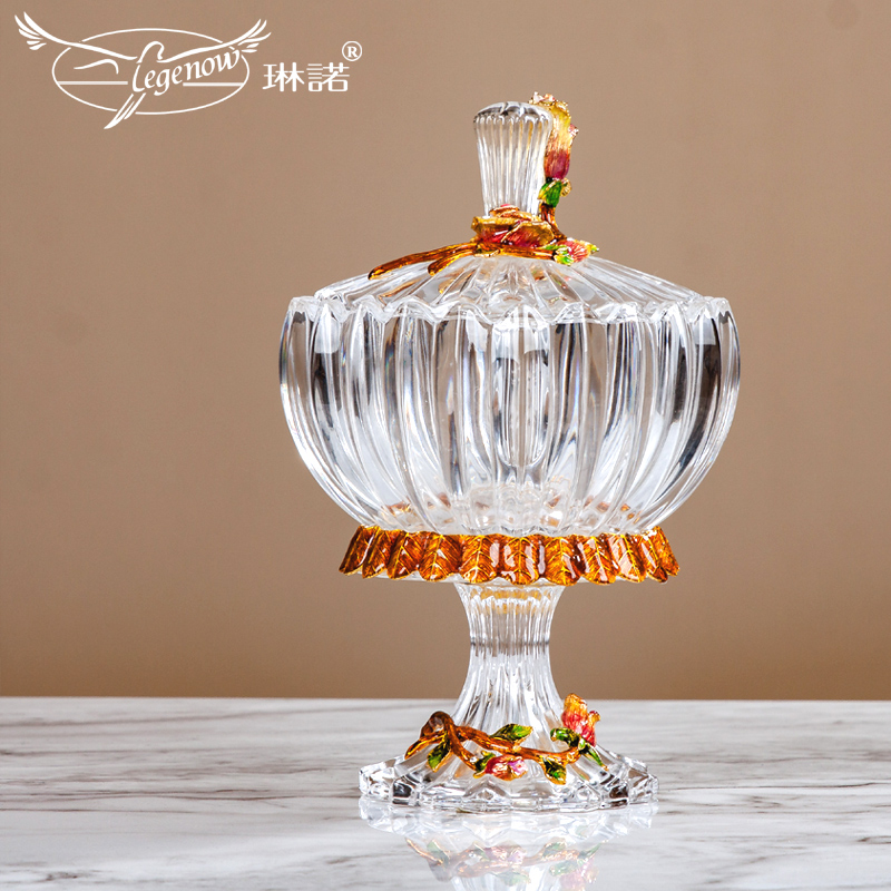 Light Extravagant Creative Nordic Modern Minimalist hand enamel stained glass Decorative Jewelry Box Multipurpose containing Candy Jar