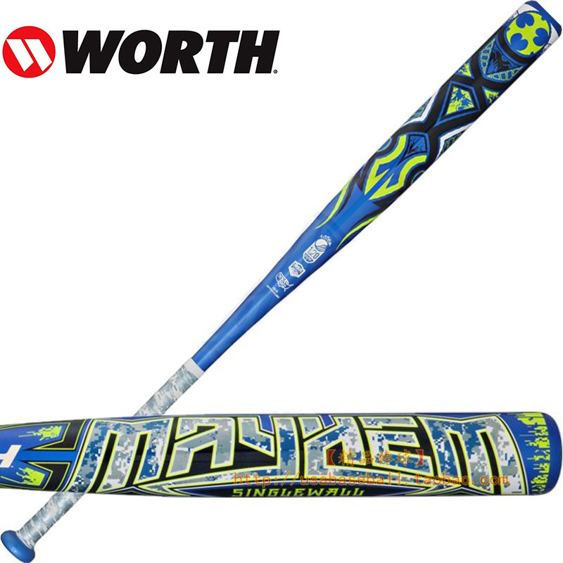 【精品棒球】美国Worth Mayhem初阶软硬式用合金垒球棒-实惠入门