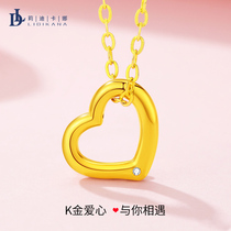 18K gold Eternal Heart necklace female diamond pendant choker light luxury jewelry Tanabata Valentines Day to send girlfriend