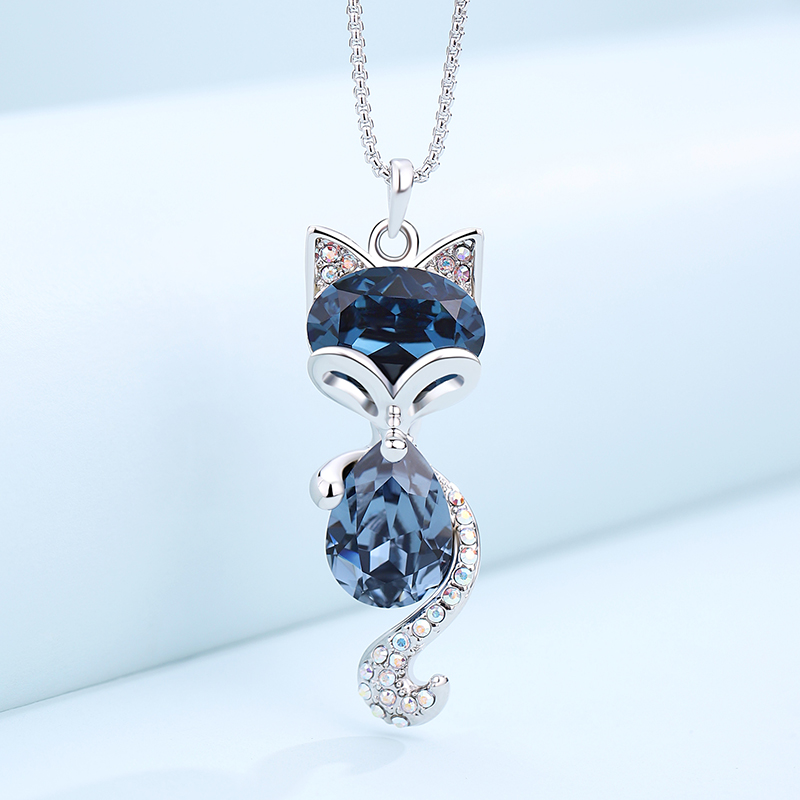 Lidikana Austrian Crystal Necklace Woman Lock Bone Chain Accessories Fox Pendant Ins small crowddesign Sensation Ornament