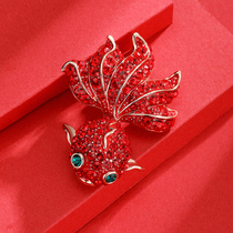 Lydia gift red fish crystal brooch Female corsage badge Coat coat pin Red accessories New Year gift