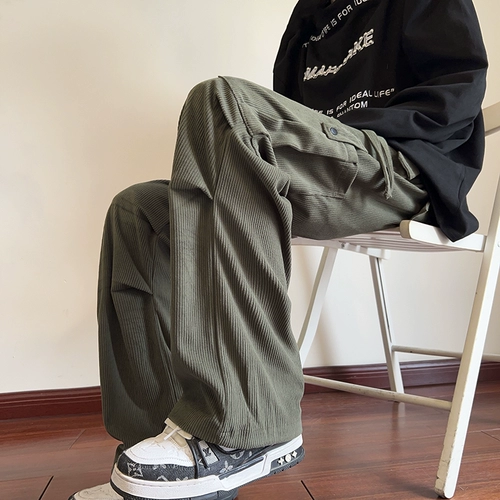 Осенние вельветовые японские штаны для отдыха, свободный прямой крой, в американском стиле, подходит для подростков