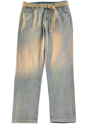 Осенние прямые свободные джинсы, японский ремень для отдыха, штаны, оверсайз, подходит для подростков