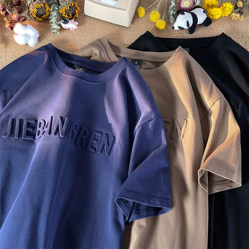 Хлопковая летняя трендовая спортивная футболка с коротким рукавом с круглым воротником для отдыха, подходит для подростков