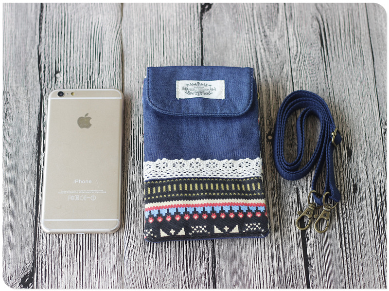 Canvas Messenger Túi nữ Vải 6 inch Túi điện thoại di động Mini Treo cổ Túi nhỏ Coin Purse Túi điện thoại di động dọc túi đeo nữ