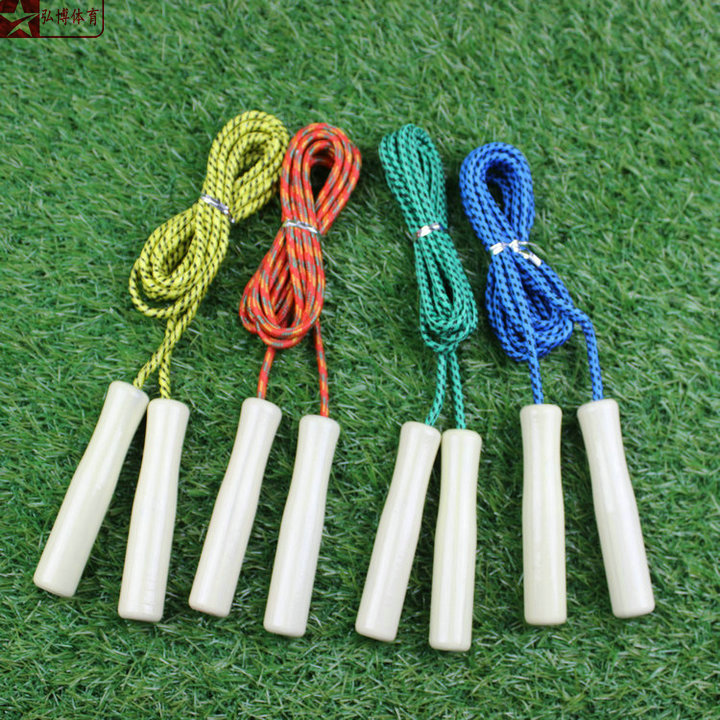 Jump Rope Wood Handle Woven Cotton Rubber Rope Adult Woman Professional Weight Loss Skipping Rope Children Toddler Sport Fitness Jump Rope