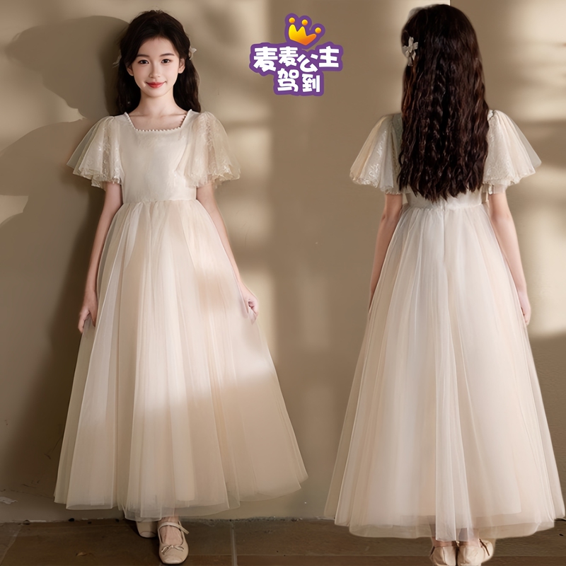 Teenage Formal Dress, Girls' Princess Dress, Plus-Size Dress, Host's Piano Performance Outfit, Birthday Runway Dress, Puffy Tulle