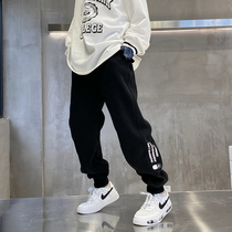 2022 new childrens spring clothing sports pants boy Spring-autumn-style foreign air casual pants CUHK Knitted Sweatpants Chaotong