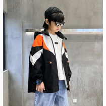 Boy splicing Coloured Lianhood jacket 2021 new Spring Festival Ocean Gas Loose clothing CUHK Scout jacket trendy