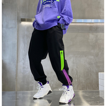 Collision Color Sports Pants Boy 2021 New Spring Fashion Trends Foreign Air Personality Zip Bar CUHK Boy Casual Pants Long Pants